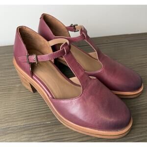 Seychelles Soulmate T-Strap Women's Pump Size 8 Wine Leather NEW